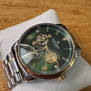 New Louie Juelen Automatic Mechanical Luxury Green and Gold Watch
